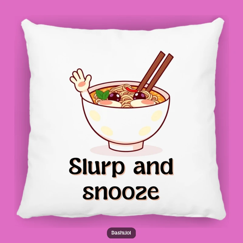 Funny Ramen Wave Pillow: Cuddle Up with a Cheerful Bowl!