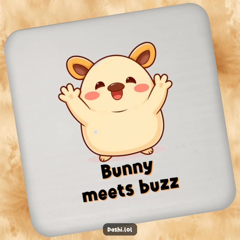 Funny Bao Bun Coaster: A delighted bao bun waves enthusiastically with its little arms, providing a fun and functional drink rest.