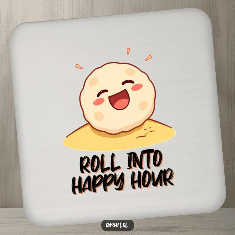 Funny Takoyaki Coaster: A laughing takoyaki ball rolls down a slope, providing a fun and functional drink rest.