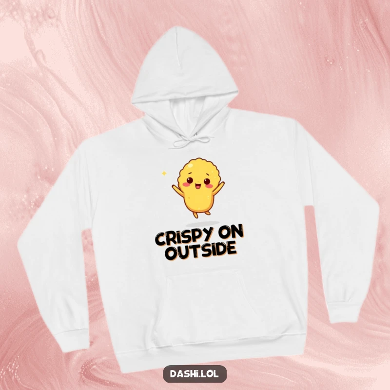 Funny tempura hoodie featuring a giddy tempura piece doing a jig, offering comfort and a festive touch.