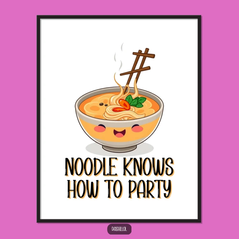 Funny Free Printable Wall Art: Juggling Ramen Artist, Downloadable Kitchen Decor
