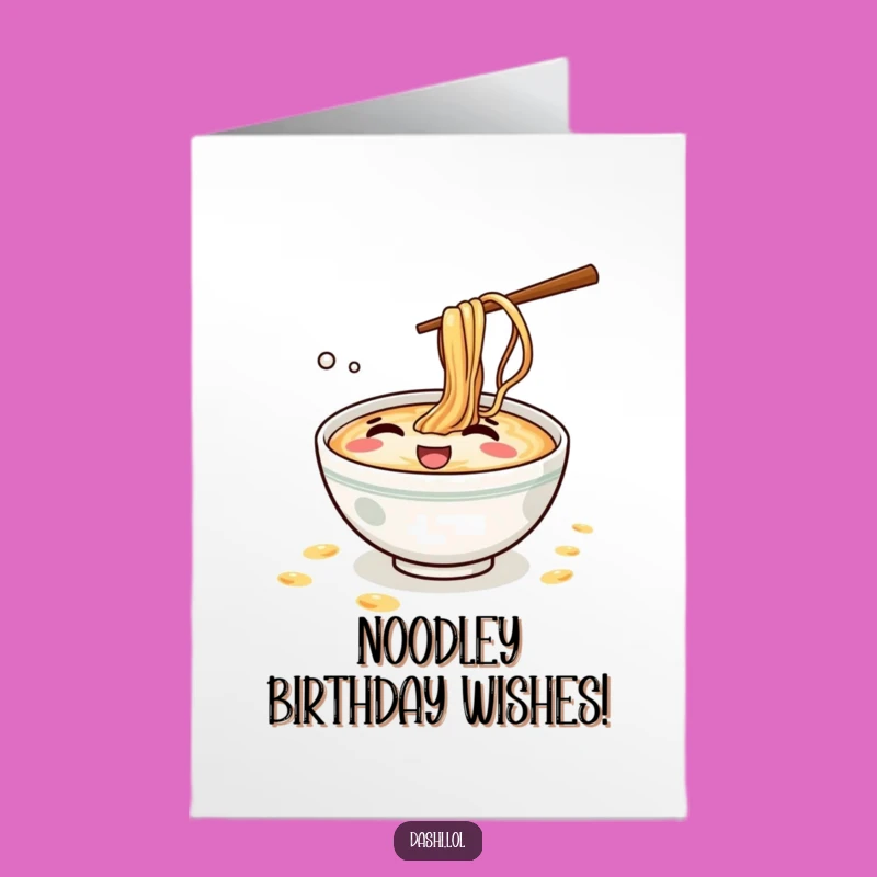 Free Printable Birthday Card: Giggling Ramen, Messy Fun Downloadable Gift for Foodie Birthdays