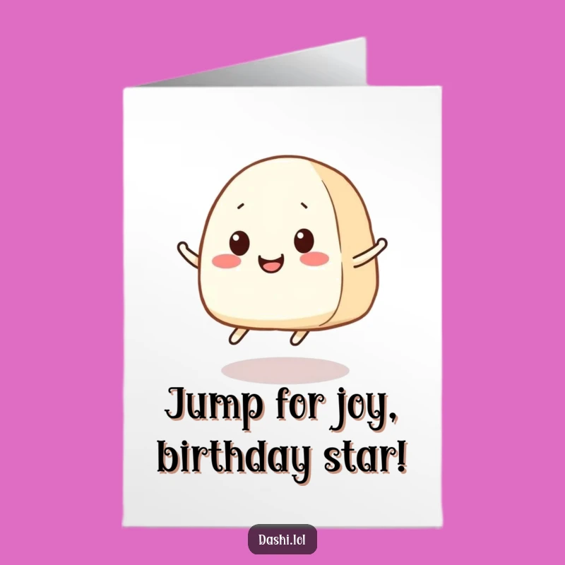 Free Printable Birthday Card: Jumping Onigiri, Hilarious Downloadable Gift for Rice Ball Lovers
