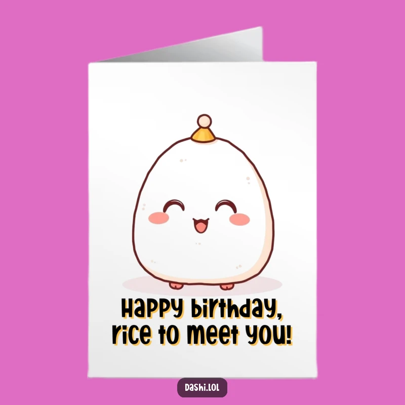 Funny Free Printable Birthday Card: Bowing Onigiri, Downloadable Polite Gift