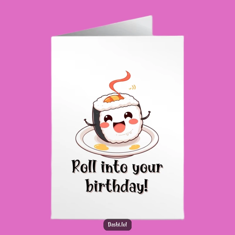 Free Printable Birthday Card: Spinning Sushi, Fun Downloadable Gift for Foodie Birthday Fanatics