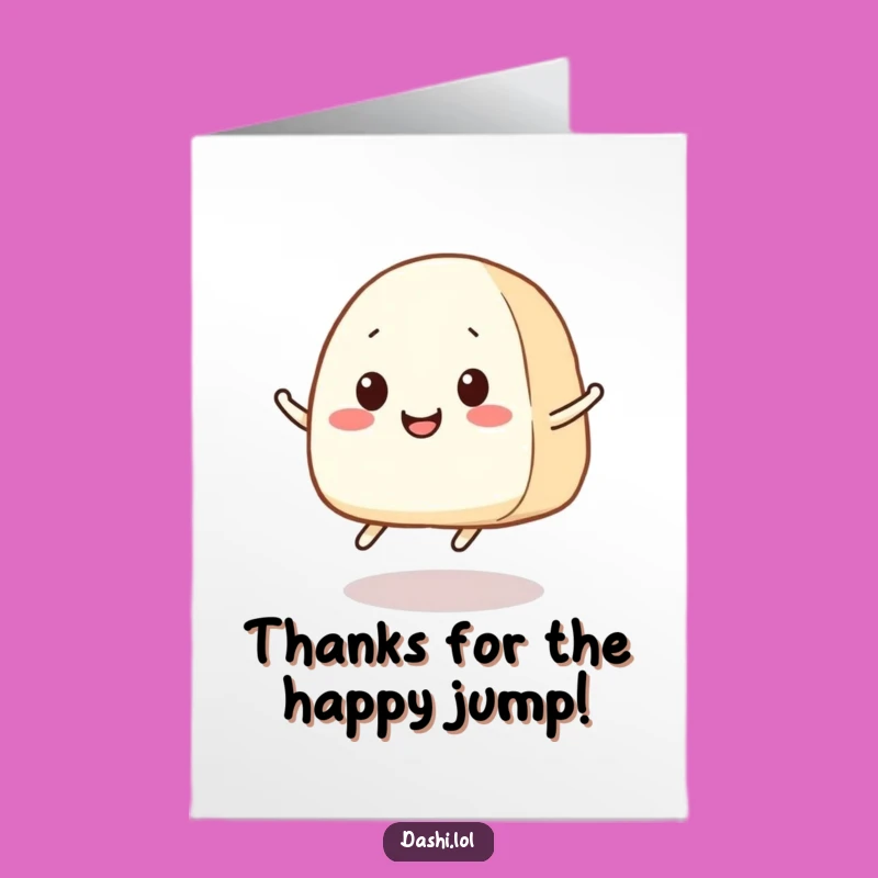 Free Printable Thank You Card: Jumping Onigiri Gratitude, Sweet Downloadable Gift for Expressing Thanks