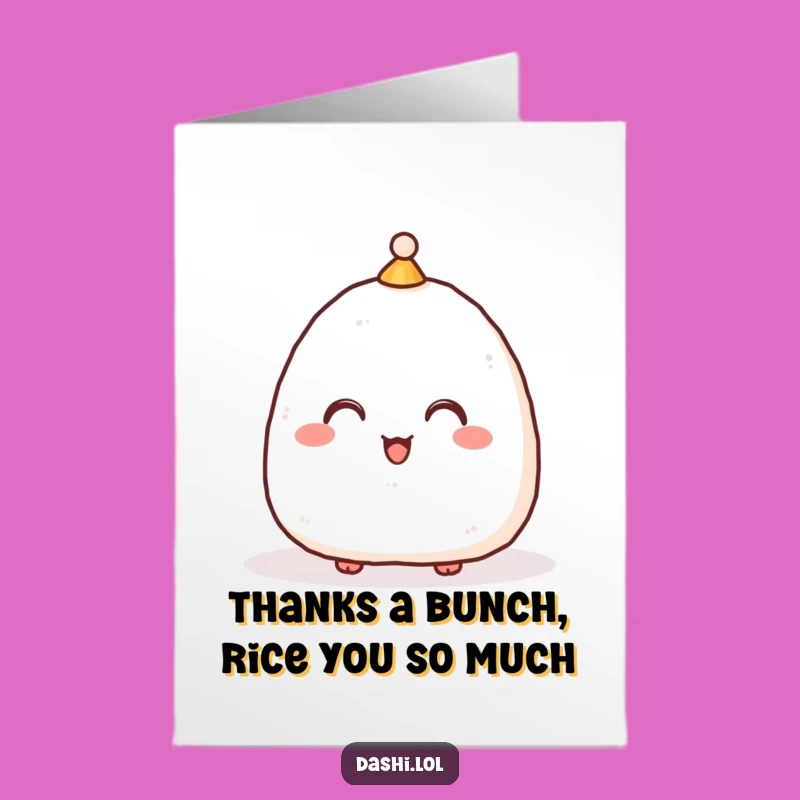 Funny Free Printable Thank You Card: Bowing Onigiri, Downloadable Grateful Greeting
