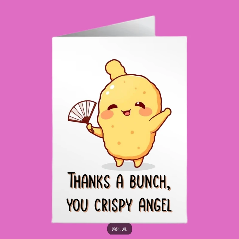 Funny Free Printable Thank You Card: Waving Tempura Fan, Downloadable Grateful Greeting
