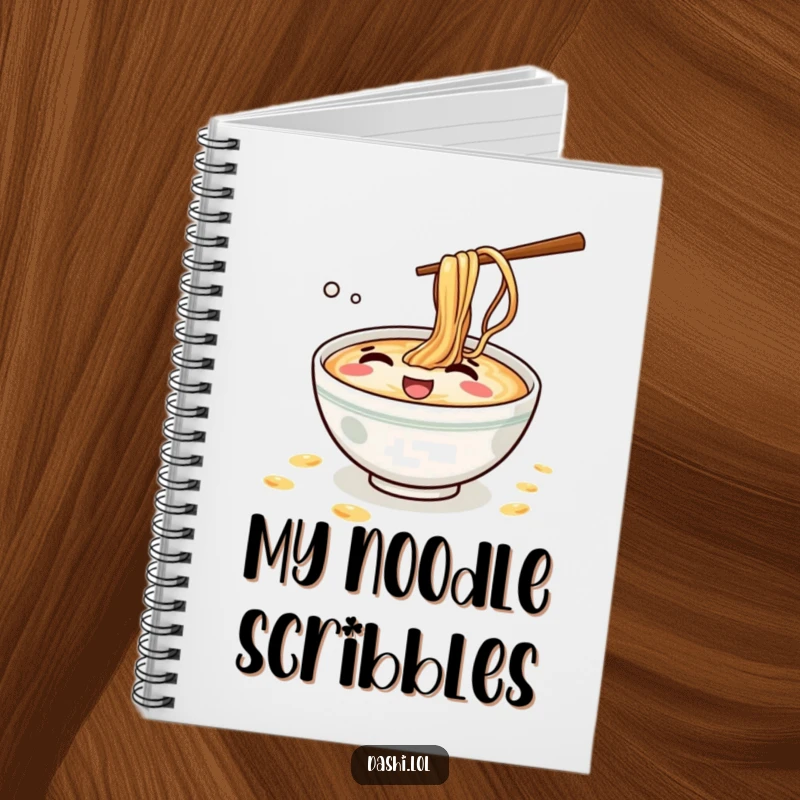 Funny Ramen Notebook: A mischievous ramen bowl giggles while splashing noodles, ready to inspire your writing and doodles.