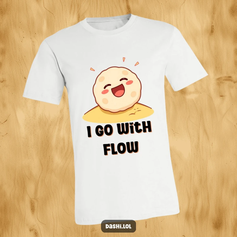 Funny Takoyaki T-Shirt: A laughing takoyaki ball rolls with delight down a slope, embodying pure, carefree joy.