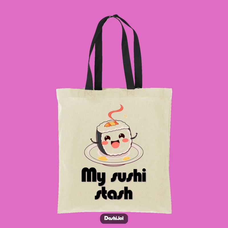Funny Sushi Roll Tote Bag: Stylish Spinning Character, Perfect Humorous Gift!